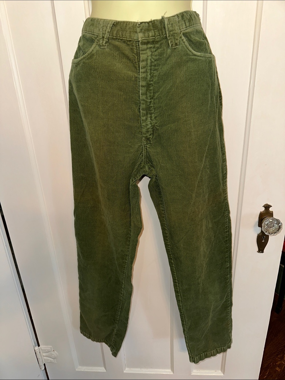 Vintage 70s Hondo Brand Olive Green Corduroy High-Rise Pants